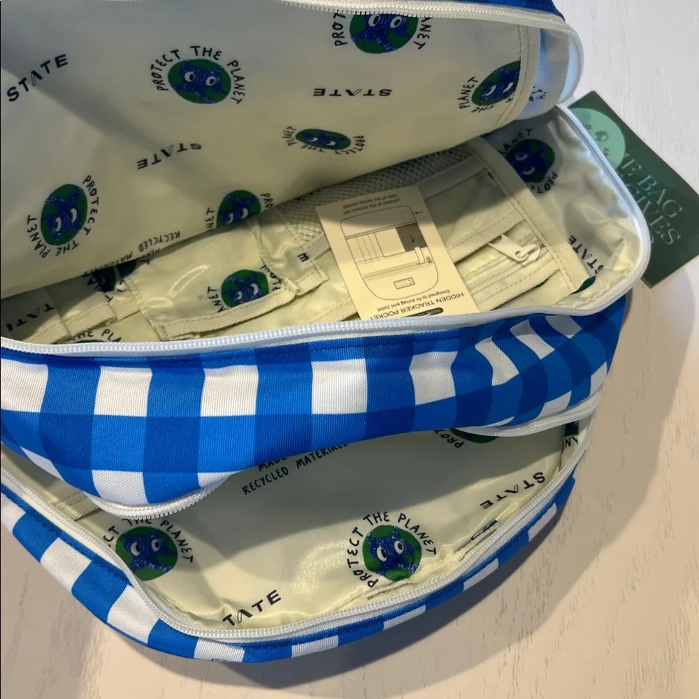 STATE Blue and White Gingham Kids Backpack